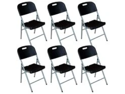 Pack 6 Chaises Pliantes Avec Poignée 47x58x87cm 7house