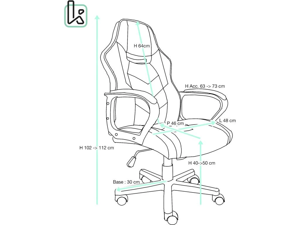 KAYELLES Fauteuil Gamer Racing Basculant FLIP (noir Gris) – Image 5