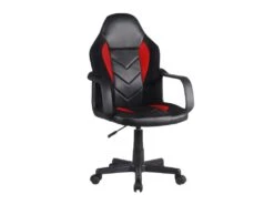 Fauteuil De Bureau En Simili Noir Et Rouge Avec Roulettes - MASTER