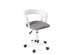 KAYELLES Chaise De Bureau à Roulettes, Hauteur Réglable AYA (blanc-gris)
