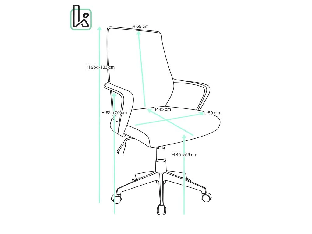 KAYELLES Fauteuil De Bureau Haut Dossier Basculant Hauteur Réglable FAMA (noir) – Image 5
