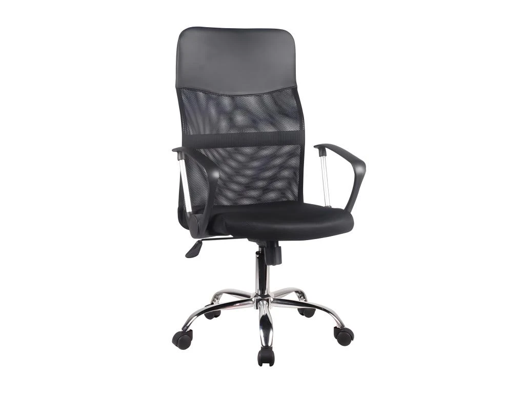 Fauteuil De Bureau En Mesh Noir Et Métal Chromé Avec Roulettes - SOFT