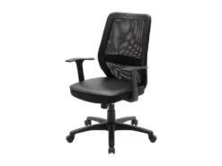 Fauteuil Chaise PIMA De Bureau Ajustable Avec Accoudoirs - Tissu Mailles Noir - L 65 X P 67 X H 96.5-106 Cm