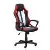 CORVET - Fauteuil Gamer Tissu Et Simili Noir, Blanc Et Rouge
