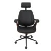 RALPH - Fauteuil De Bureau Simili Noir Et Effet Noyer