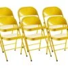 Lot De 6 Chaise Pliante En Métal Coloris Jaune - Longueur 46 X Profondeur 46 X Hauteur 87 Cm