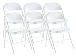 Lot De 6 Chaise Pliante En Métal Coloris Blanc - Longueur 46 X Profondeur 46 X Hauteur 87 Cm