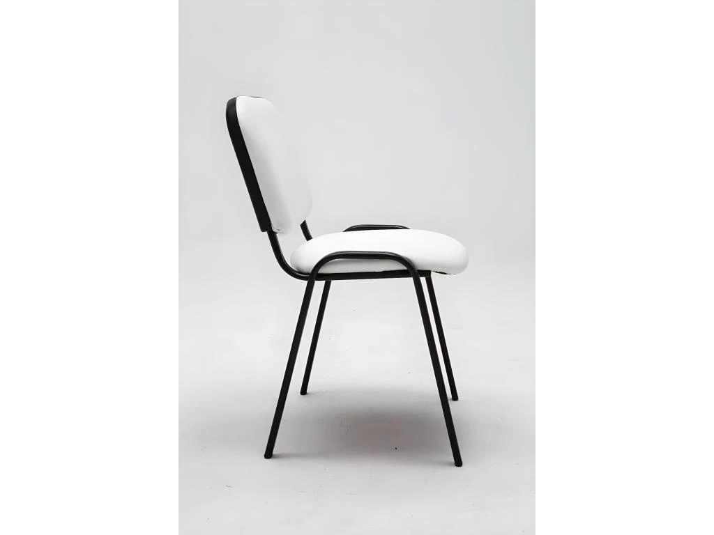 Chaise Visiteur Assise Rembourrée En Synthétique Blanc BUR10068 – Image 2