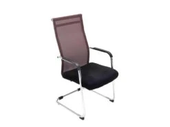 Chaise Pour Visiteur Fauteuil De Bureau Avec Accoudoirs Marron Pieds Chromé BUR10150