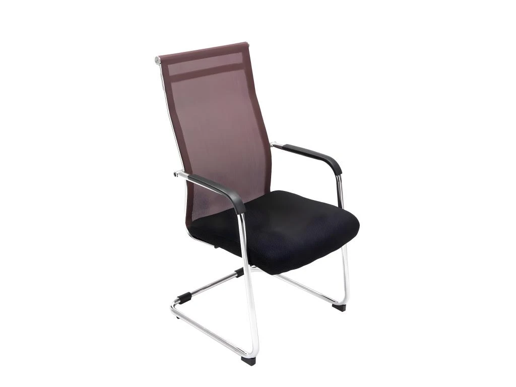 Chaise Pour Visiteur Fauteuil De Bureau Avec Accoudoirs Marron Pieds Chromé BUR10150