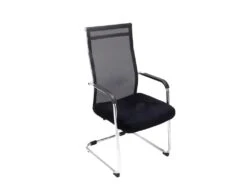 Chaise Pour Visiteur Fauteuil De Bureau Avec Accoudoirs Noir Pieds Chromé BUR10144