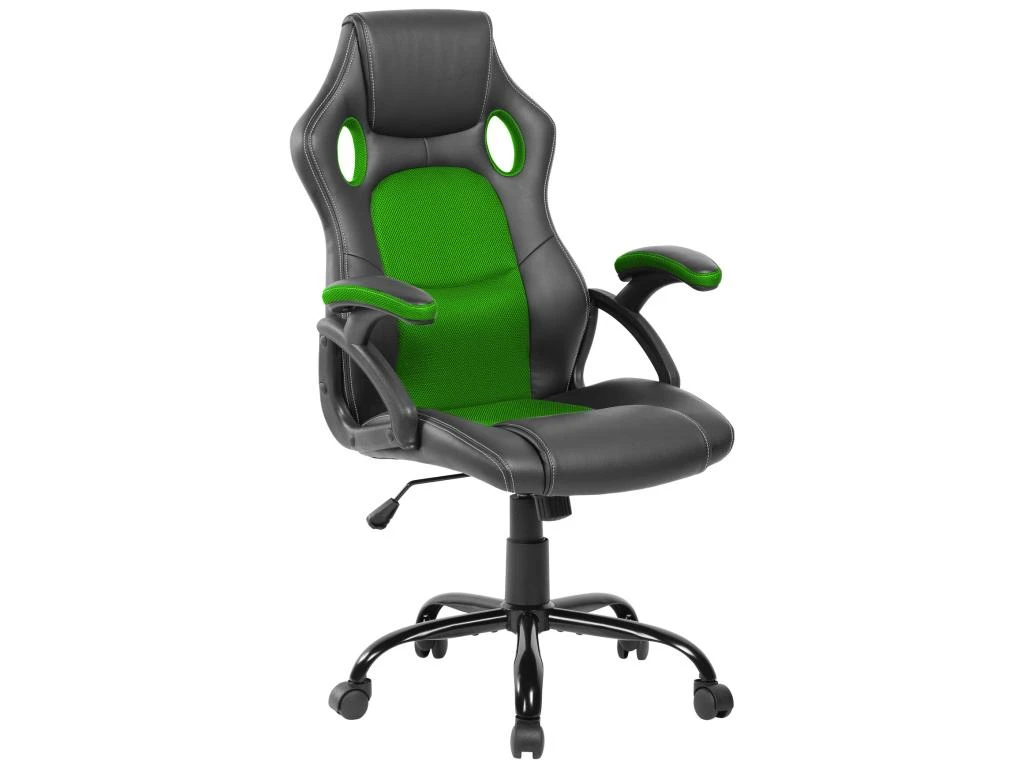 Chaise De Bureau Fauteuil Gamer Noir Vert Simili-cuir 120x66x63 – Image 3