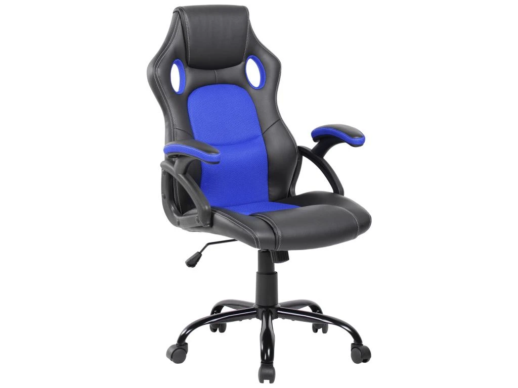 Fauteuil Gamer Siège Noir Bleu Nylon Simili-cuir 120x66x63 – Image 2
