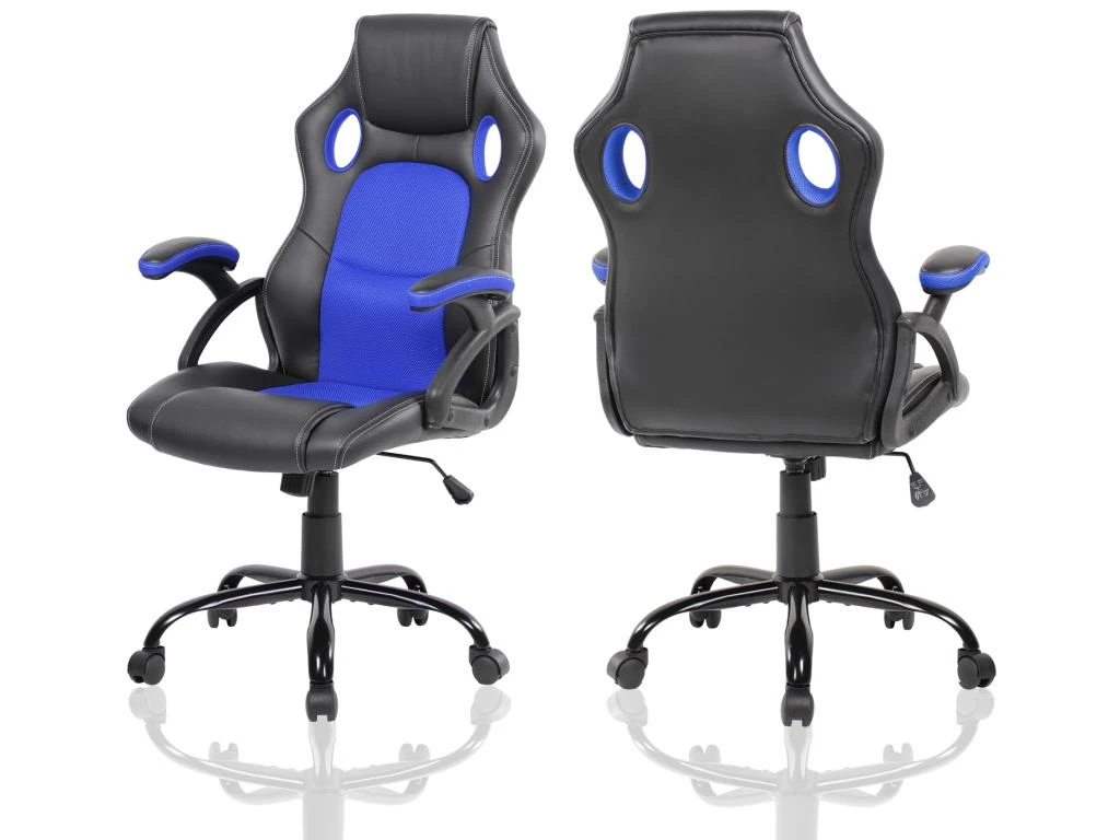 Fauteuil Gamer Siège Noir Bleu Nylon Simili-cuir 120x66x63 – Image 7