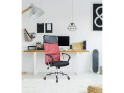 Fauteuil Bureau Chaise Rouge Noir Avec Roues 113/123x57,5x58,5