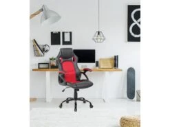 Chaise De Bureau Gaming Siège Noir Rouge Simili-cuir 120x66x63