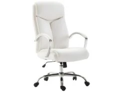 Fauteuil De Bureau En Synthétique Blanc Réglable BUR10260