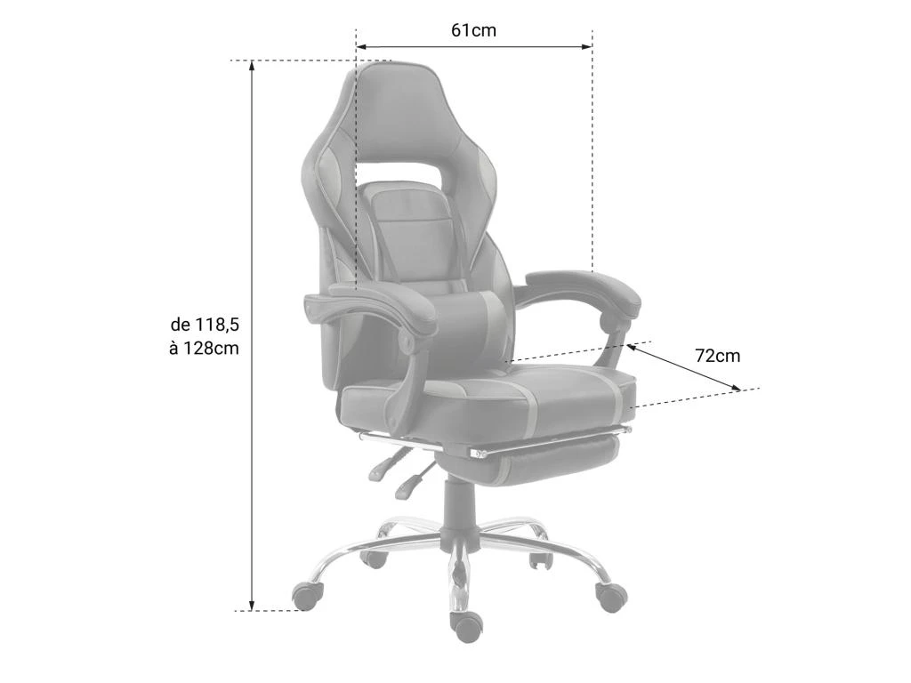 Fauteuil De Bureau Gamer Noir Et Gris LINK - HAPPY GARDEN – Image 4