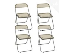 Lot De 4 Chaises Pliables Transparentes Et Chrome RAMA (Ambre)