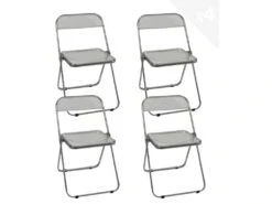 Lot De 4 Chaises Pliables Transparentes Et Chrome RAMA (Transparent)