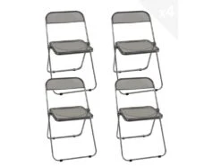 Lot De 4 Chaises Pliables Transparentes Et Chrome RAMA (Gris)