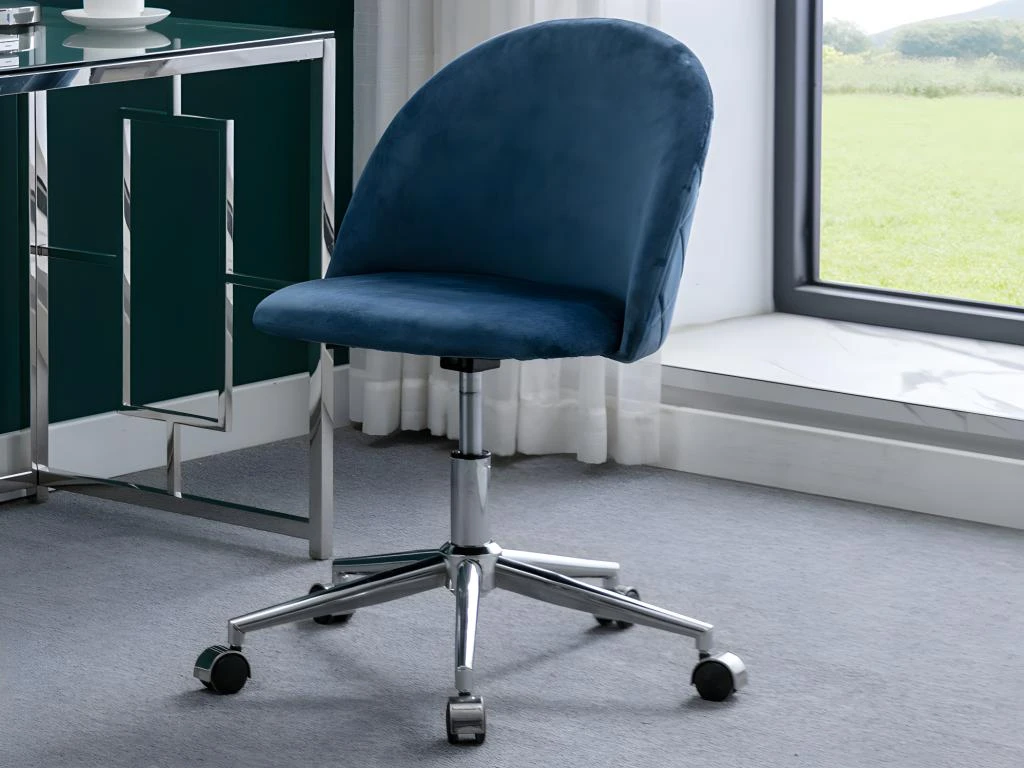 Chaise De Bureau - Velours - Bleu - Hauteur Réglable - MELBOURNE – Image 2