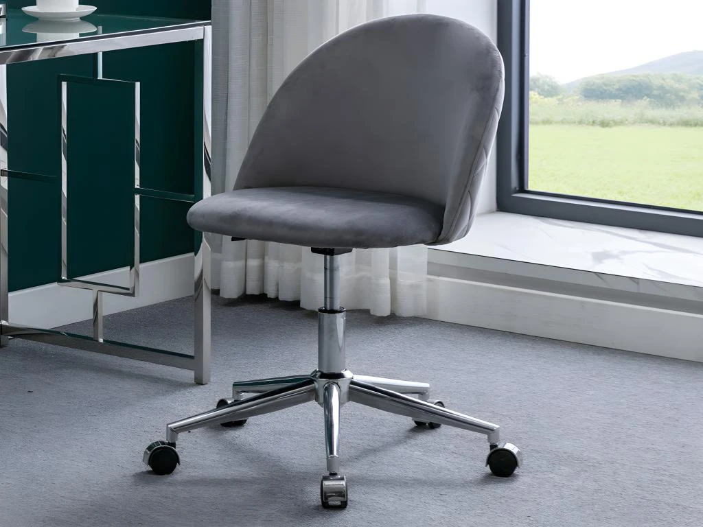 Chaise De Bureau - Velours - Gris - Hauteur Réglable - MELBOURNE – Image 2