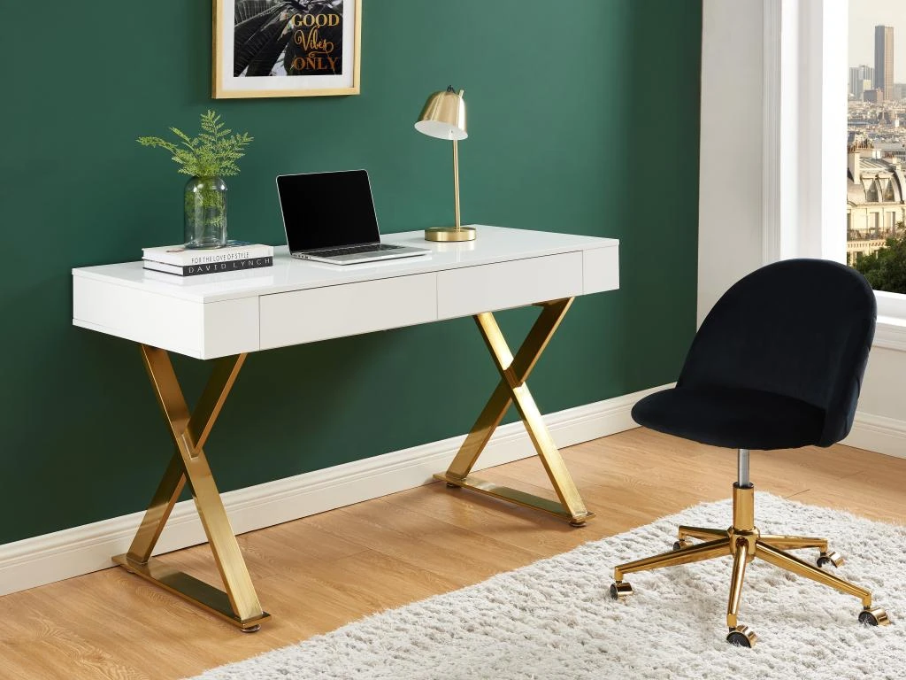 Chaise De Bureau - Velours - Noir - Hauteur Réglable - MELBOURNE – Image 2