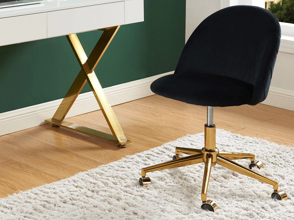 Chaise De Bureau - Velours - Noir - Hauteur Réglable - MELBOURNE