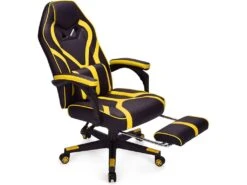 Chaise Gaming Cuir PVC, Siège Gamer Pivotante Ergonomique