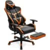 Chaise Gaming Cuir PVC, Siège Gamer Pivotante Ergonomique, Lombaire Charge 150kg Orange