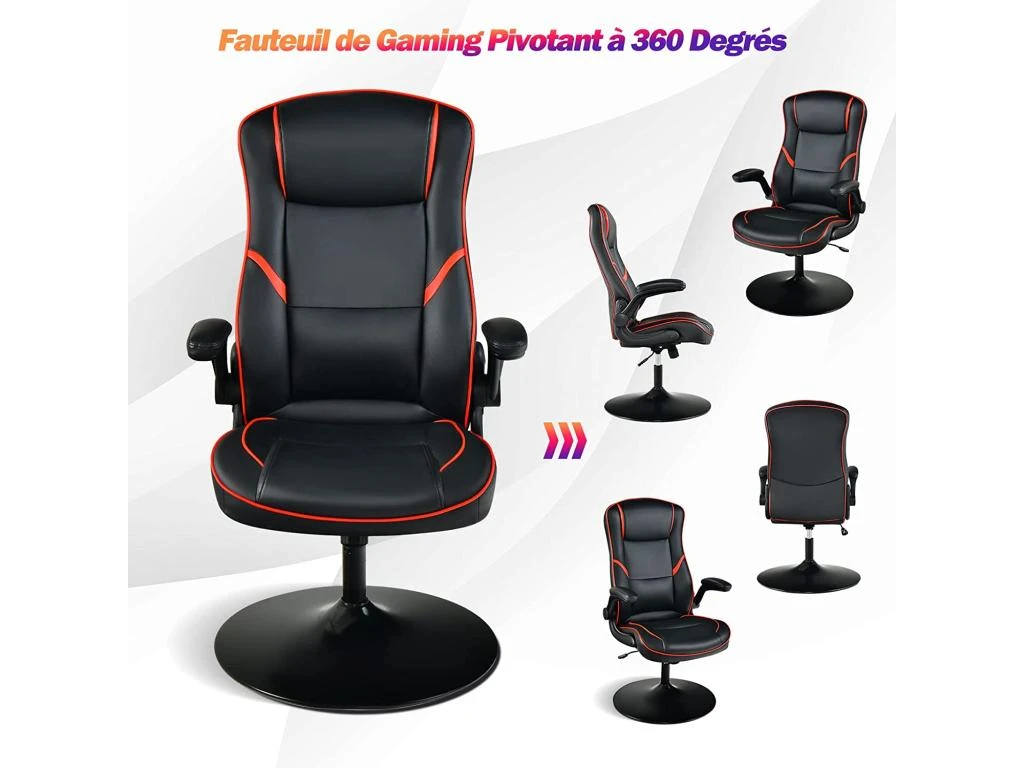 Chaise Gaming à Bascule Réglable En Hauteur, Siège Gamer Dossier De 90° à 118° – Image 5