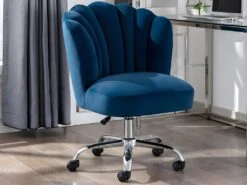 Chaise De Bureau - Velours - Bleu - Hauteur Réglable - RUTY De Pascal Morabito