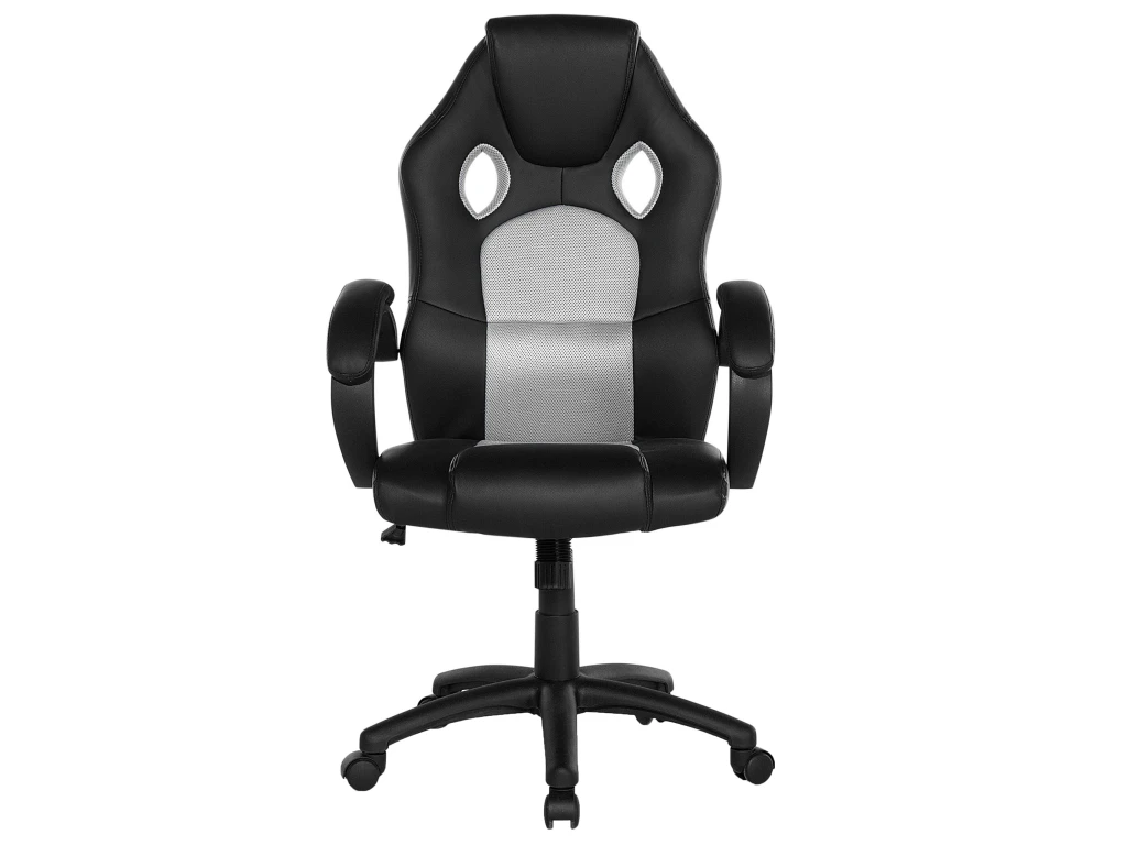 Chaise De Bureau En Cuir PU Gris FIGHTER – Image 5