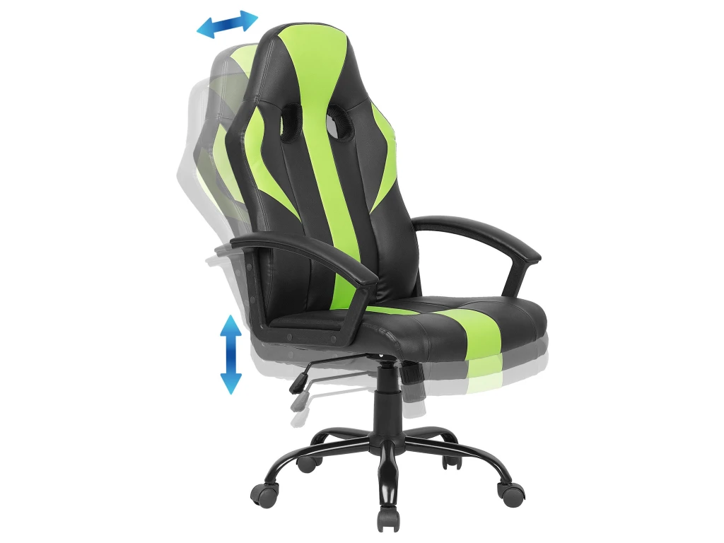 Chaise De Gamer En Cuir PU Noir Et Vert SUCCESS – Image 7