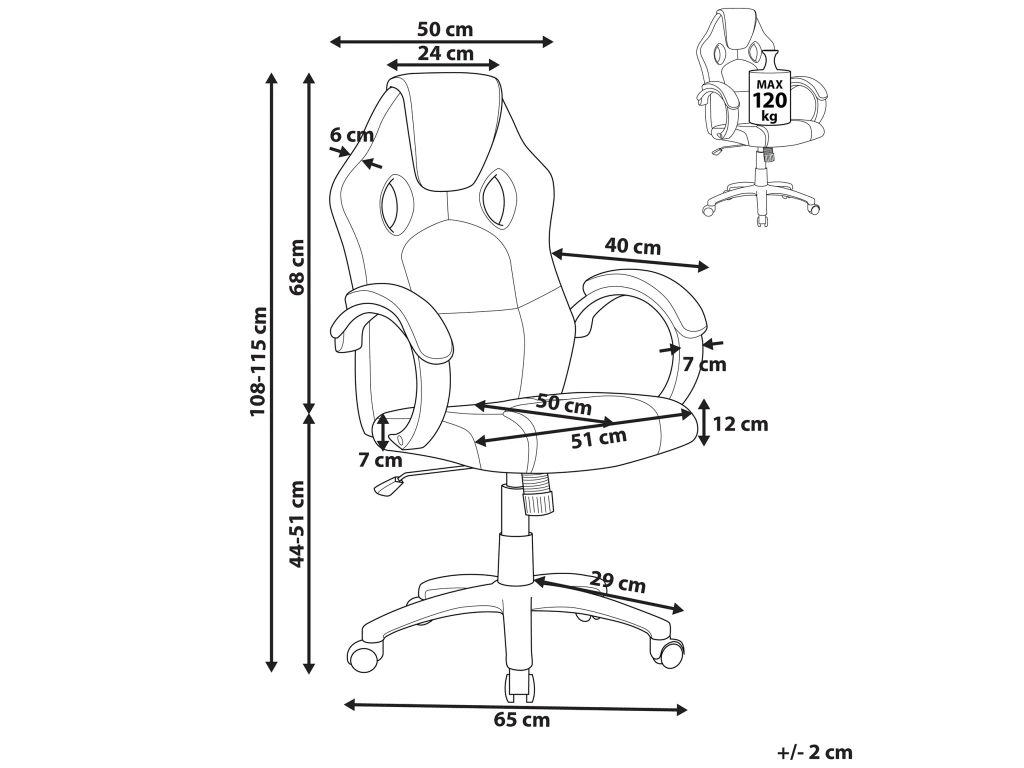 Chaise De Bureau En Cuir PU Bleu FIGHTER – Image 3