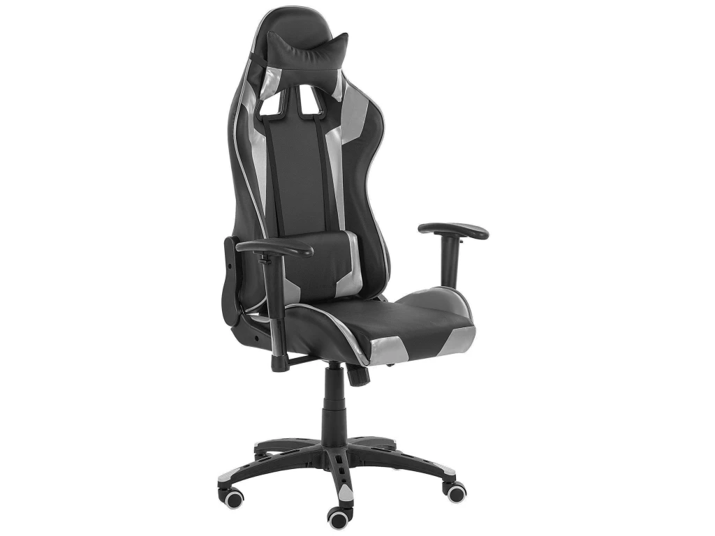 Chaise De Bureau En Cuir PU Noir Et Argenté KNIGHT