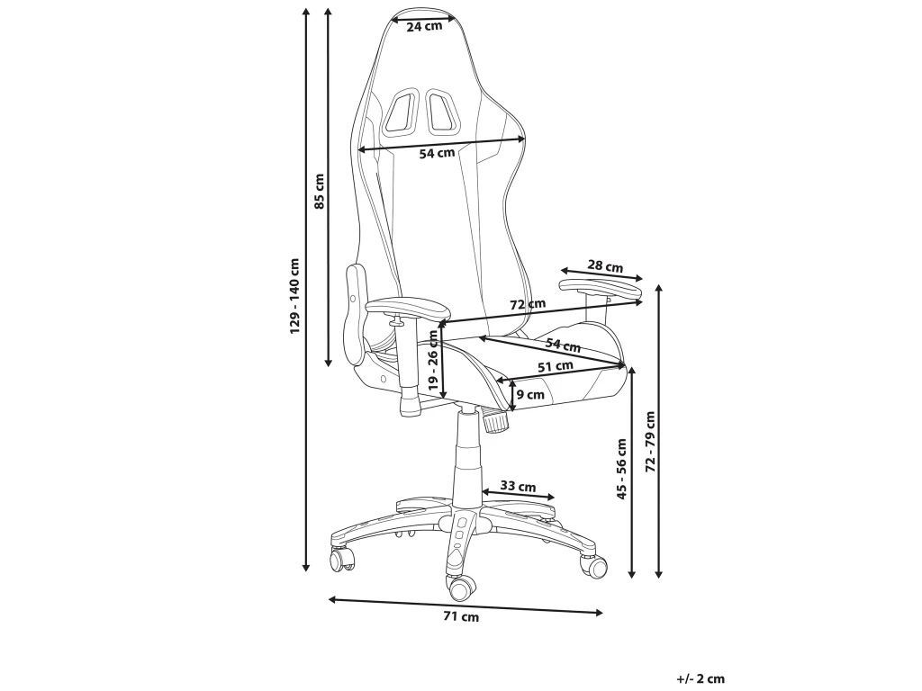 Chaise De Bureau En Cuir PU Noir Et Argenté KNIGHT – Image 3