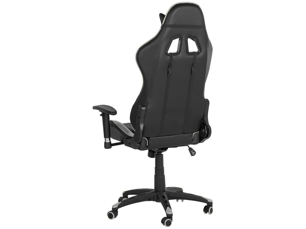 Chaise De Bureau En Cuir PU Noir Et Argenté KNIGHT – Image 8