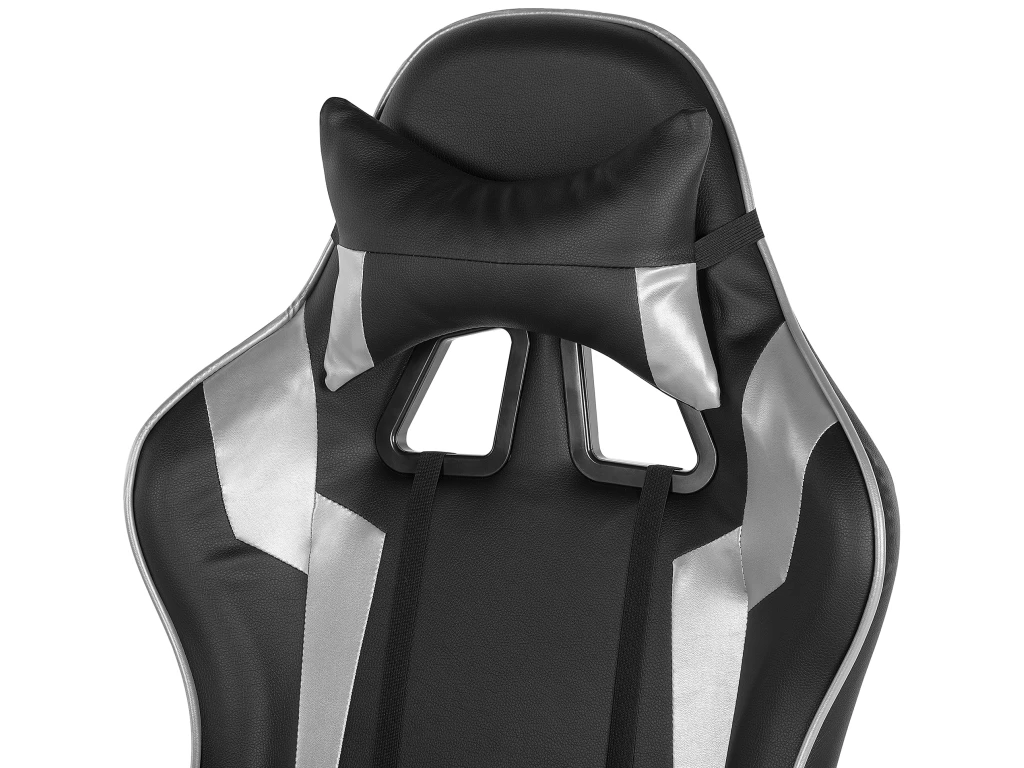 Chaise De Bureau En Cuir PU Noir Et Argenté KNIGHT – Image 10