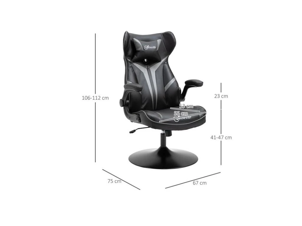 Fauteuil De Gaming Bicolore SPEED Noir & Gris – Image 3