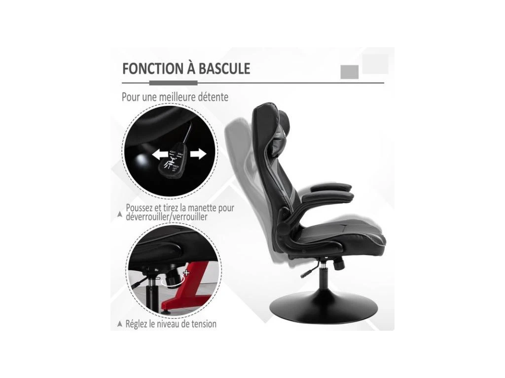 Fauteuil De Gaming Bicolore SPEED Noir & Gris – Image 5