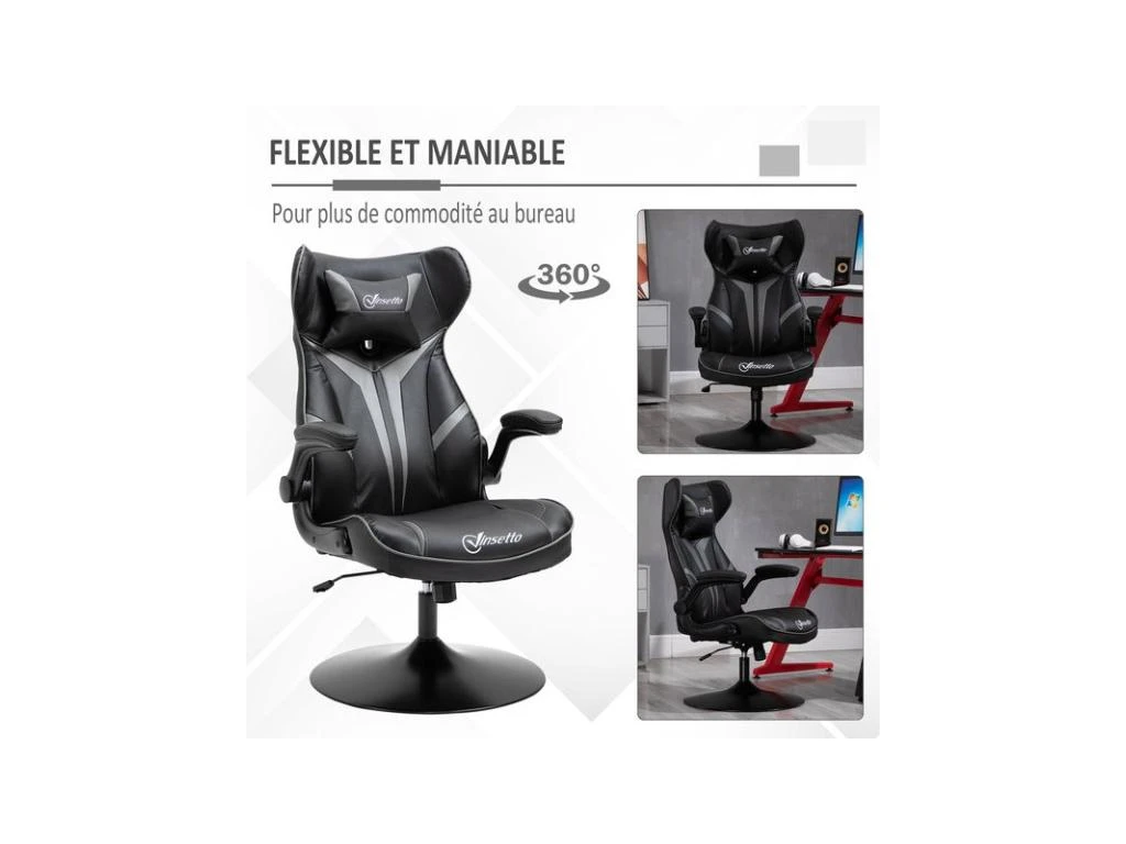 Fauteuil De Gaming Bicolore SPEED Noir & Gris – Image 6