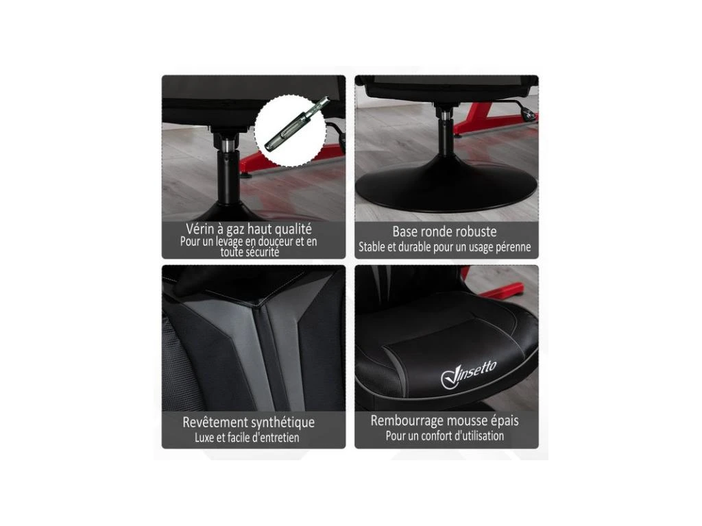 Fauteuil De Gaming Bicolore SPEED Noir & Gris – Image 7