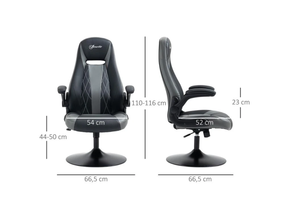 Fauteuil De Gaming LIVIO Gris Et Noir – Image 3
