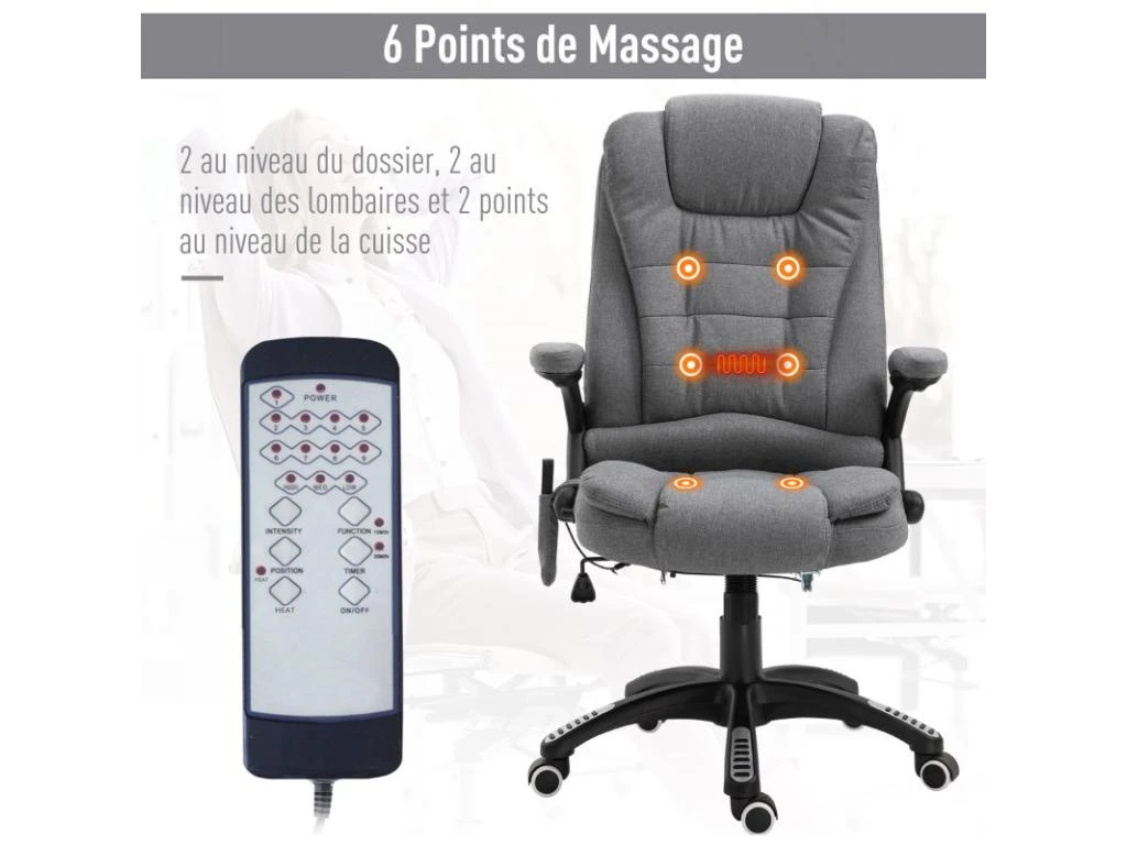 Fauteuil De Bureau Massant Maksym Gris Chiné – Image 4