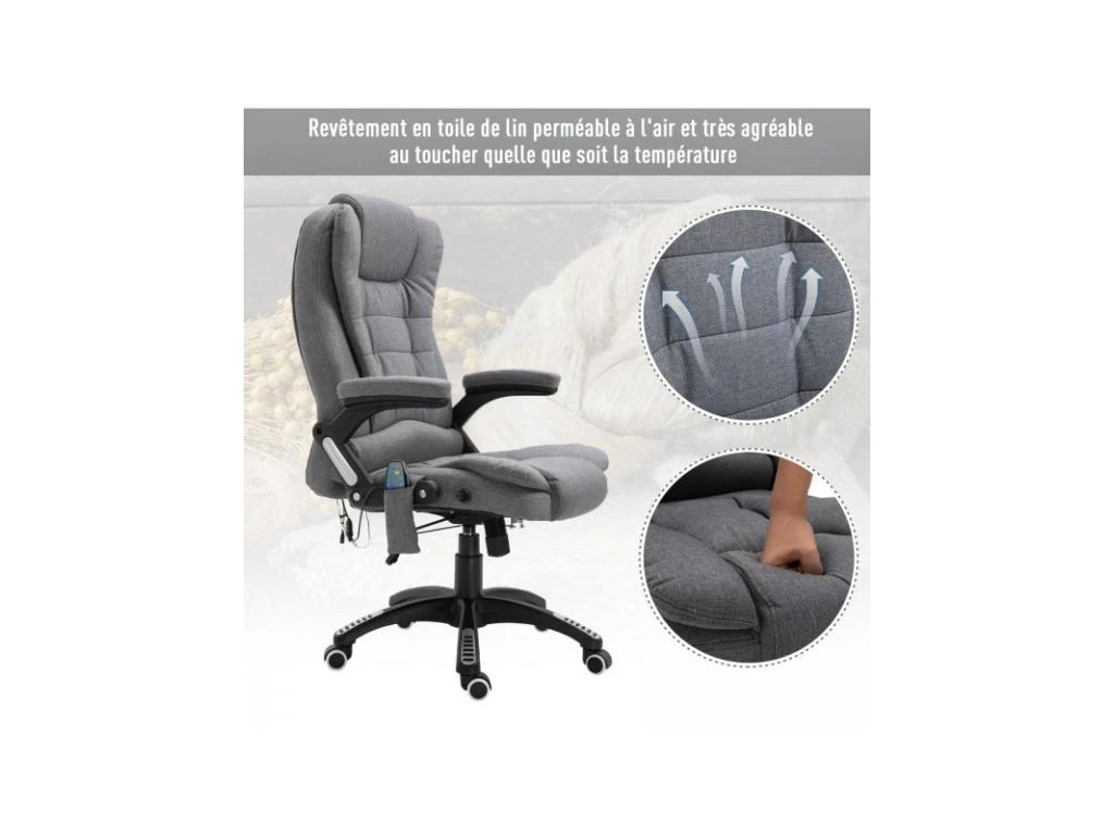 Fauteuil De Bureau Massant Maksym Gris Chiné – Image 7