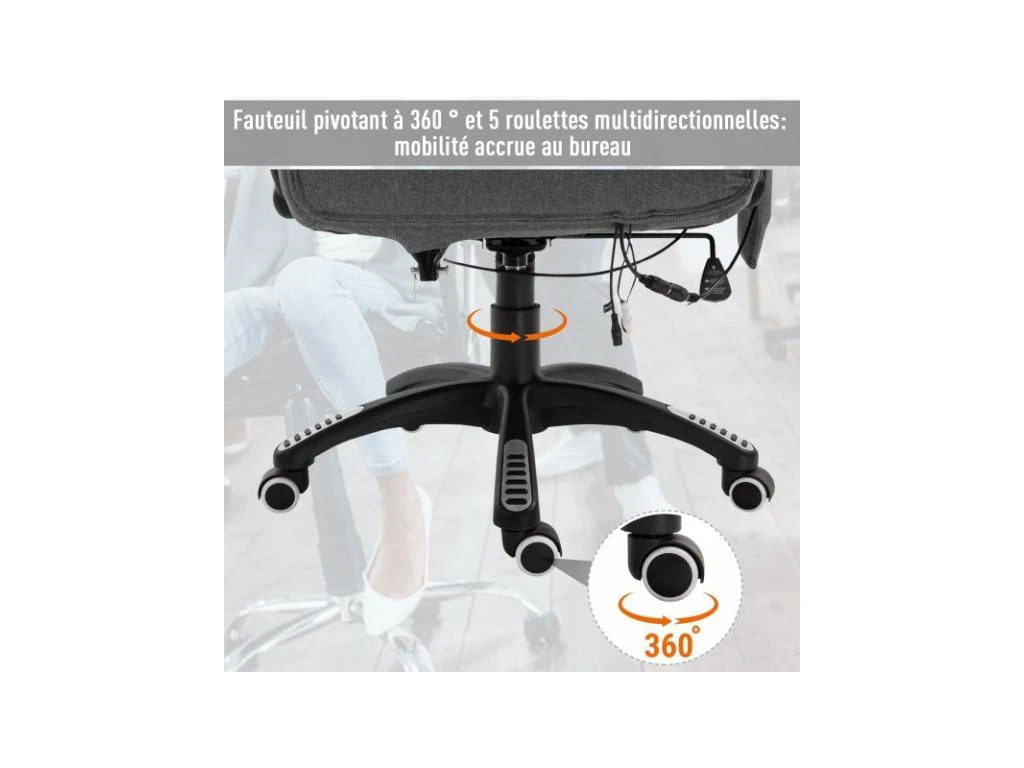 Fauteuil De Bureau Massant Maksym Gris Chiné – Image 8