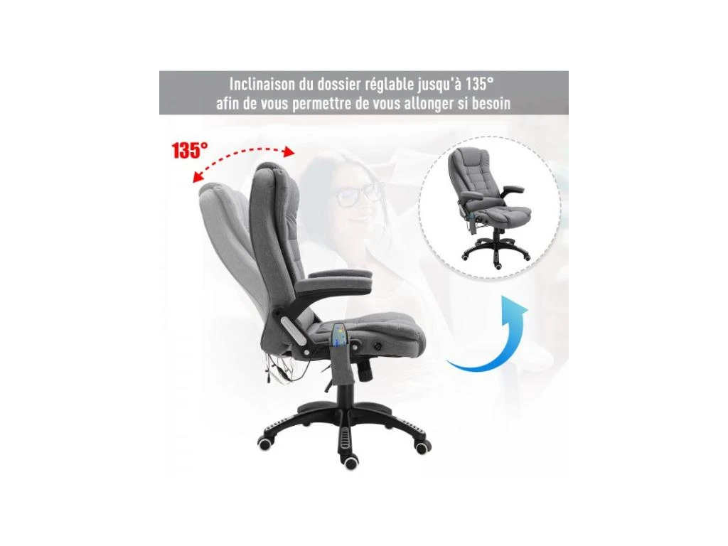 Fauteuil De Bureau Massant Maksym Gris Chiné – Image 9