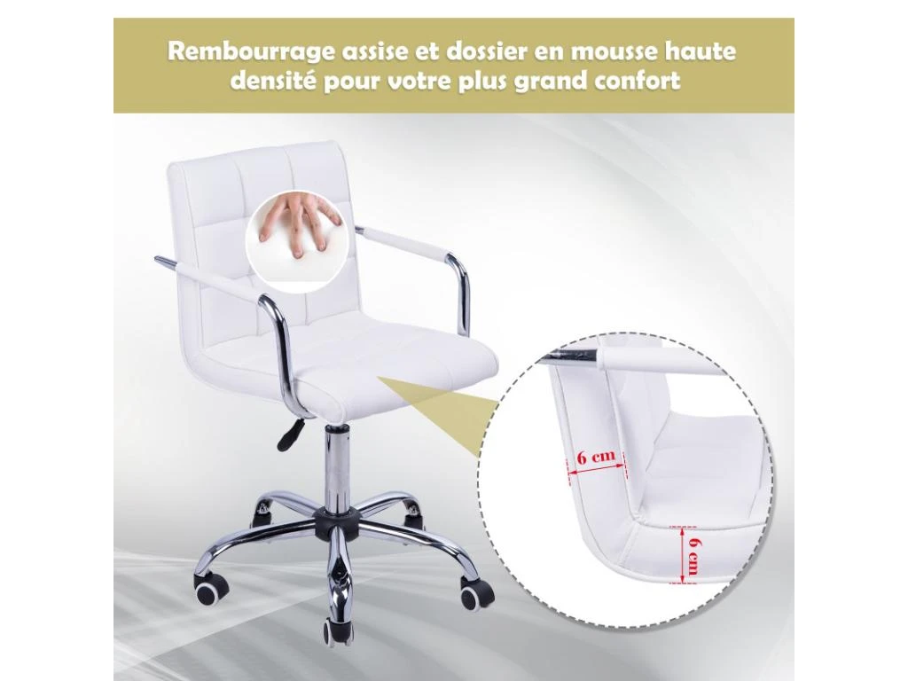 Chaise De Bureau WHITE Blanc – Image 4